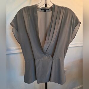 Banana Republic 100% Silk Pleated Surplice Blouse - Grey - Small